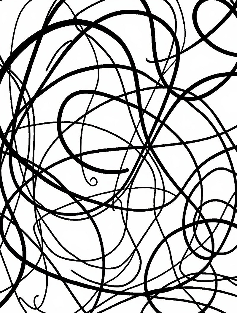 Abstract Black Line Art Rug