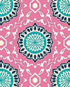 Pink Teal Floral Medallion Pattern Rug
