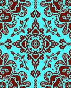Vibrant Damask Floral Pattern Design Rug