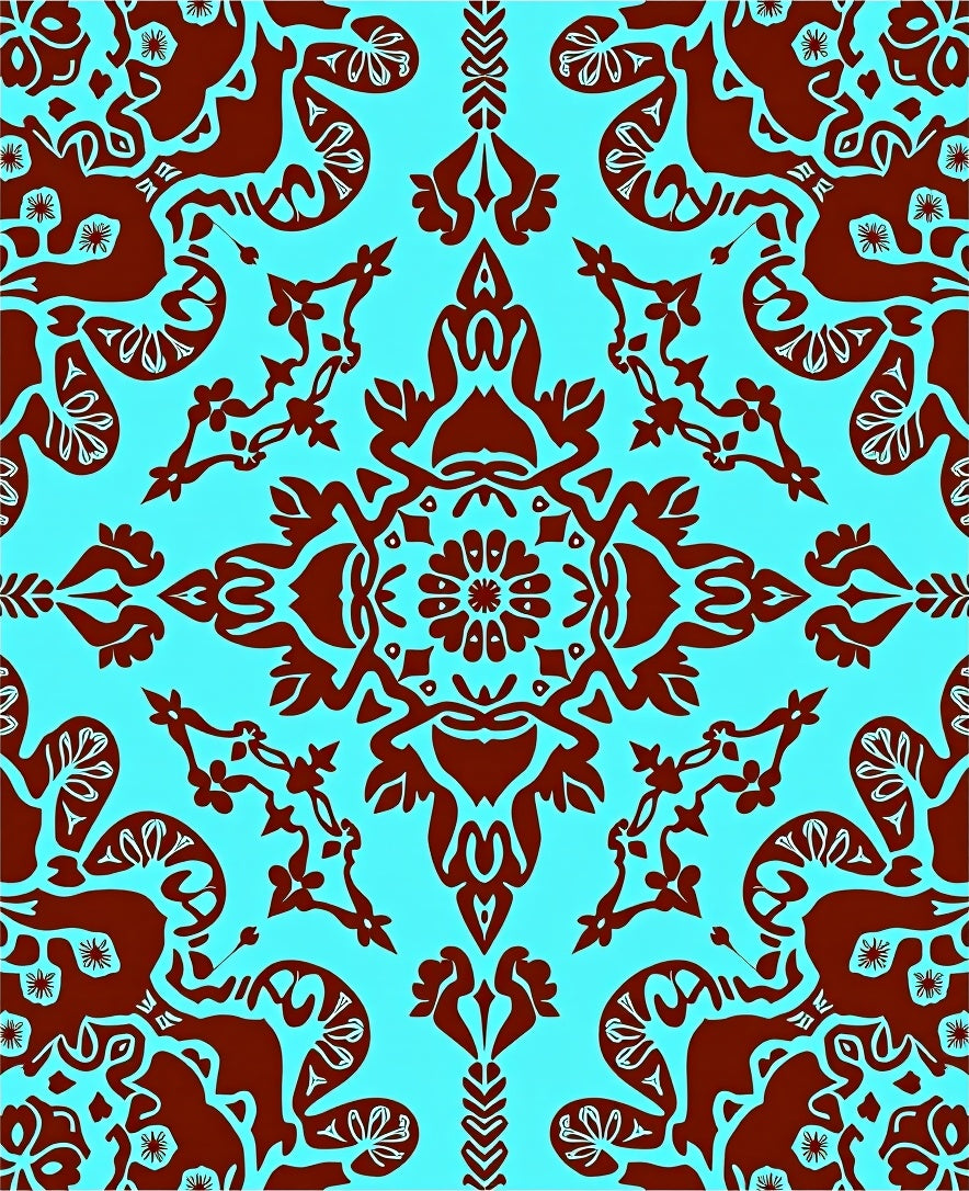 Vibrant Damask Floral Pattern Design Rug