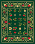 Christmas Red Holly Foliage Ornaments Rug