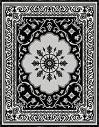 Monochromatic Floral Medallion Scrollwork Rug