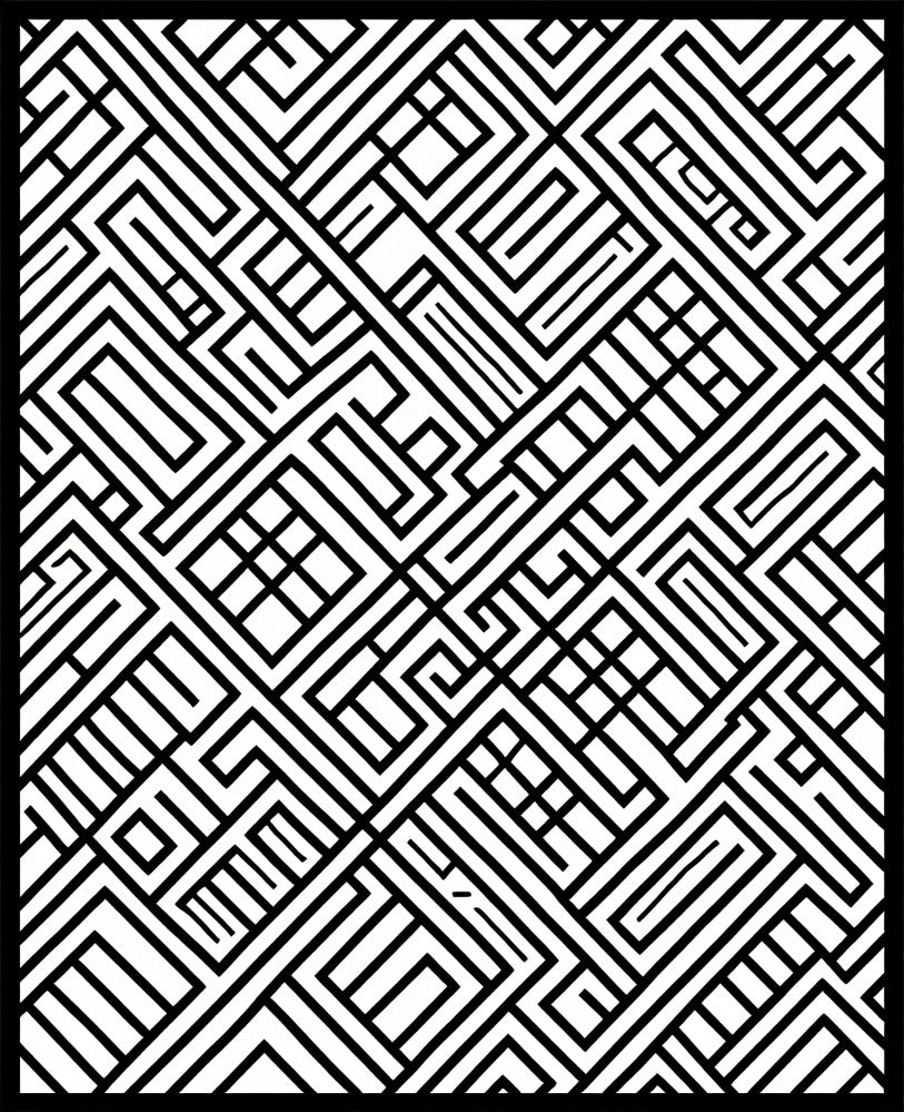 Geometric Maze Pattern Tile Rug