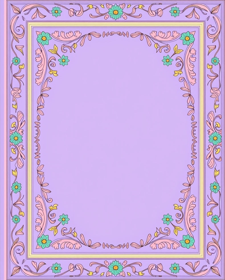 Lavender Floral Scroll Decorative Pattern Rug