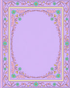 Lavender Floral Scroll Decorative Pattern Rug