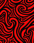 Bold Red Black Swirl Pattern Rug
