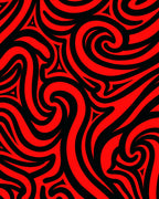 Bold Red Black Swirl Pattern Rug