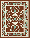 Ornate Geometric Teal Brown Rug