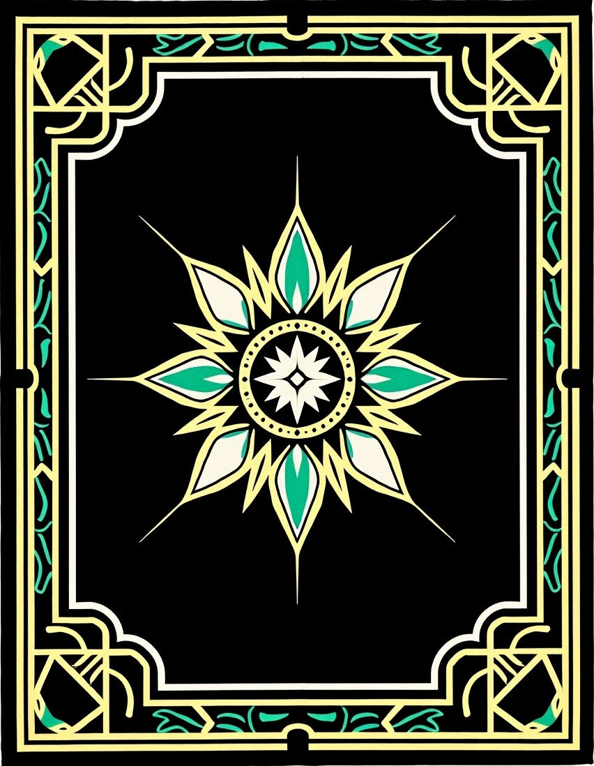 Geometric Floral Art Deco Style Rug