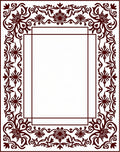 Ornate Burgundy Floral Border Design Rug