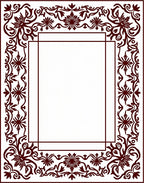 Ornate Burgundy Floral Border Design Rug
