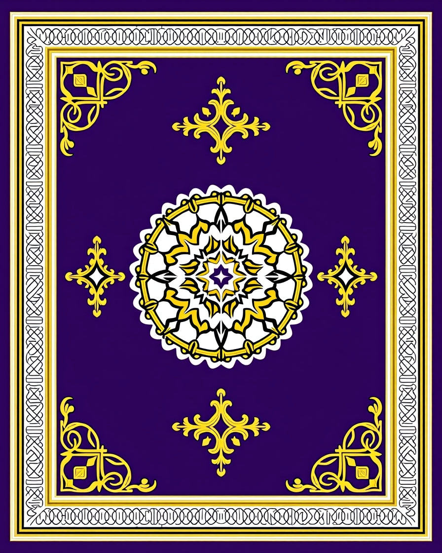 Ornate Gold Floral Medallion Rug