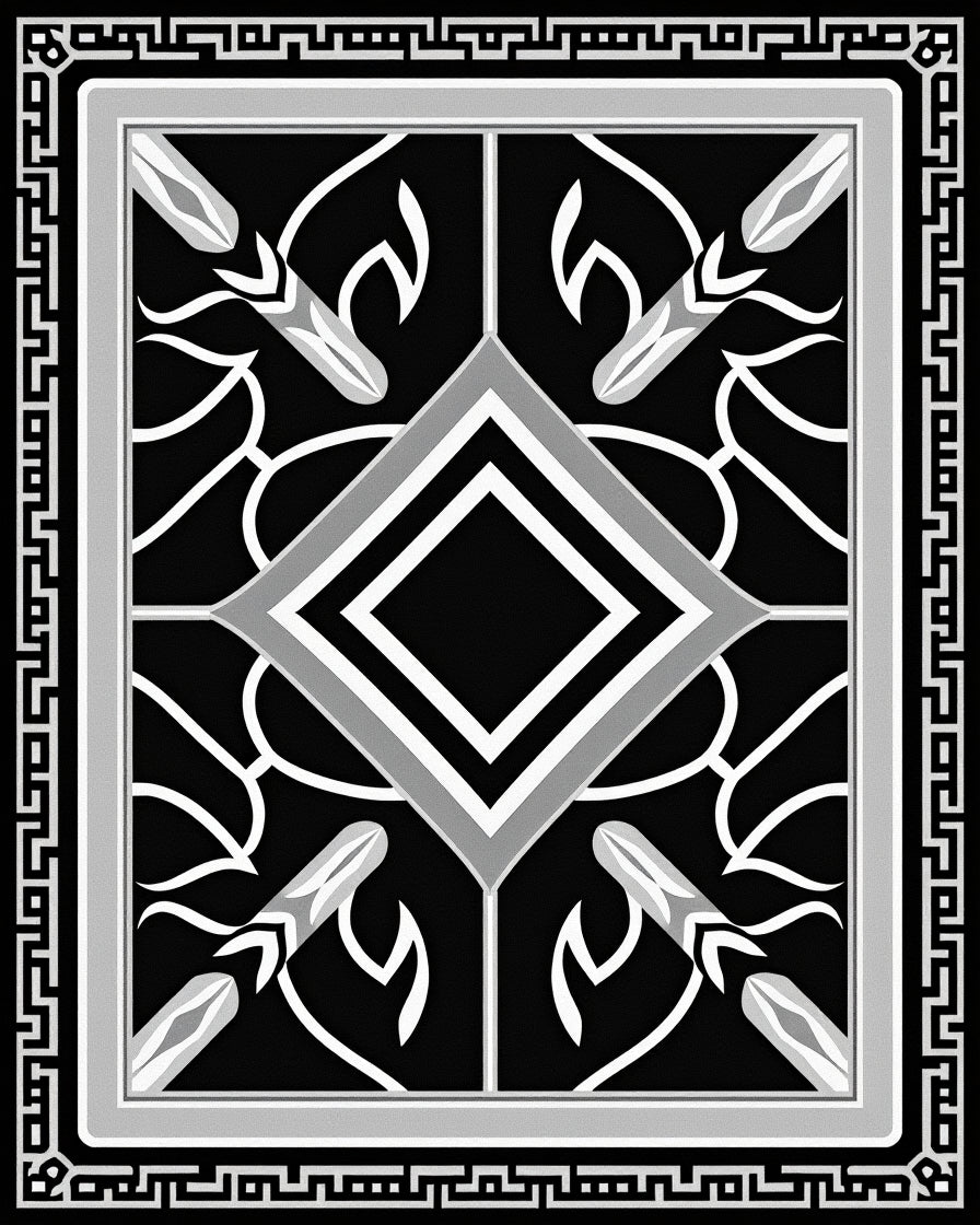 Monochrome Art Deco Diamond Motif Rug