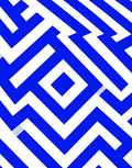 Bold Blue White Geometric Maze Pattern Rug