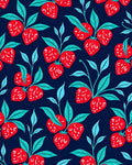 Red Strawberry Pattern With Blue Leaves Rug