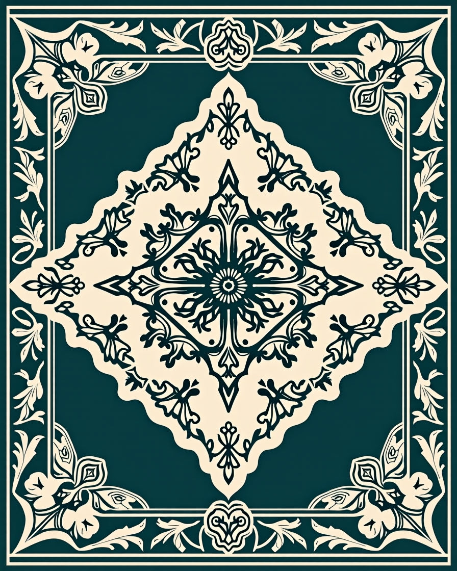 Ornate Floral Medallion Tapestry Design Rug