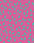 Vibrant Pink Teal Leaf Pattern Rug