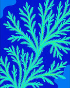 Vibrant Blue Green Fern Pattern Rug