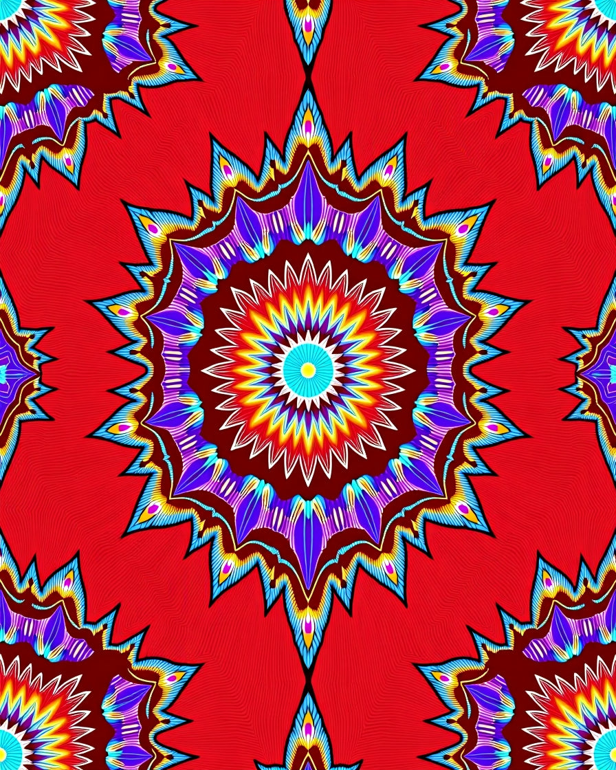 Vibrant Sunburst Mandala Pattern Rug
