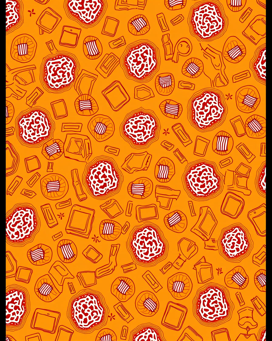 Abstract Red White Organic Shapes Rug