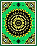Vibrant Yellow And Black Mandala Design Rug