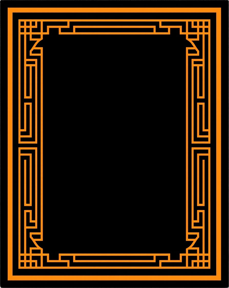 Bold Orange Geometric Border Rug