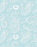 Light Blue White Swirl Floral Pattern Rug