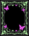 Pink Butterfly Vine Border Pattern Rug