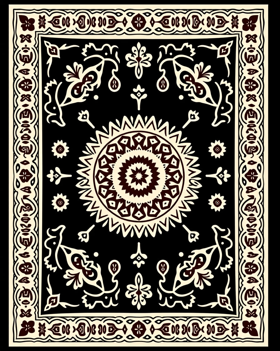 Ornate Floral Mandala Pattern Rug