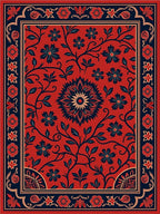 Red Floral Vine Pattern Rug