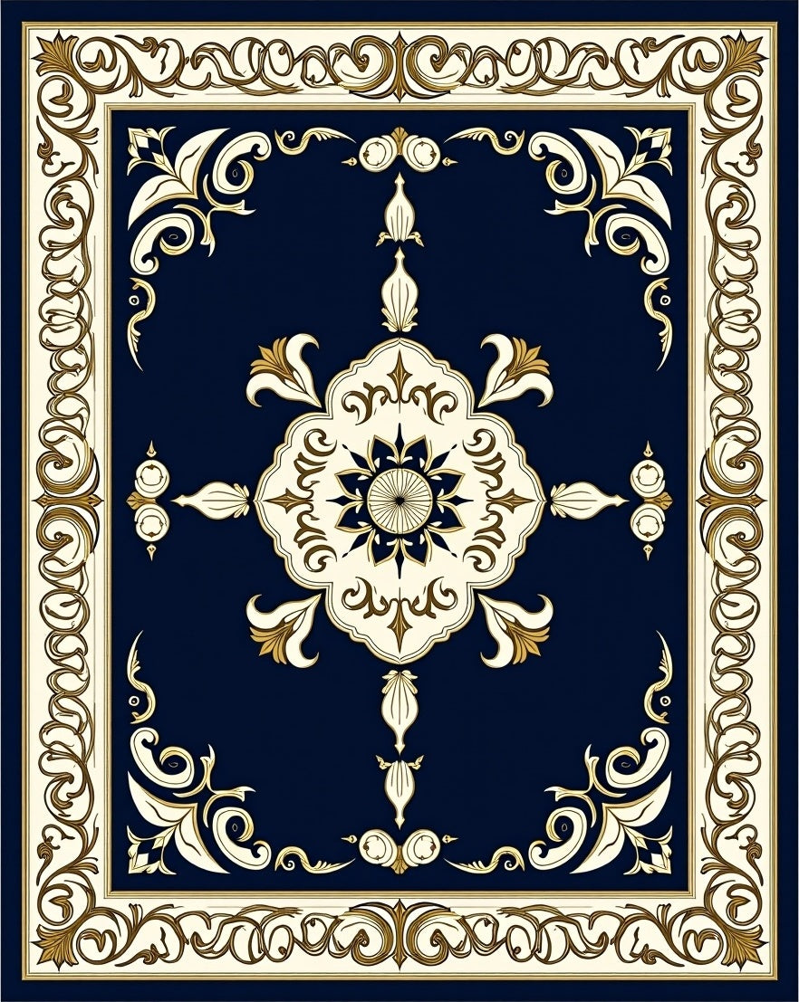 Ornate Floral and Scroll Pattern Rug