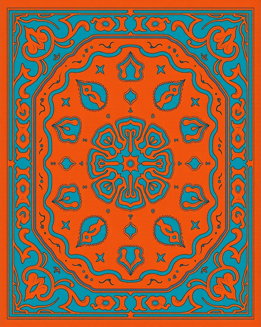 Vibrant Orange Teal Mandalas Rug