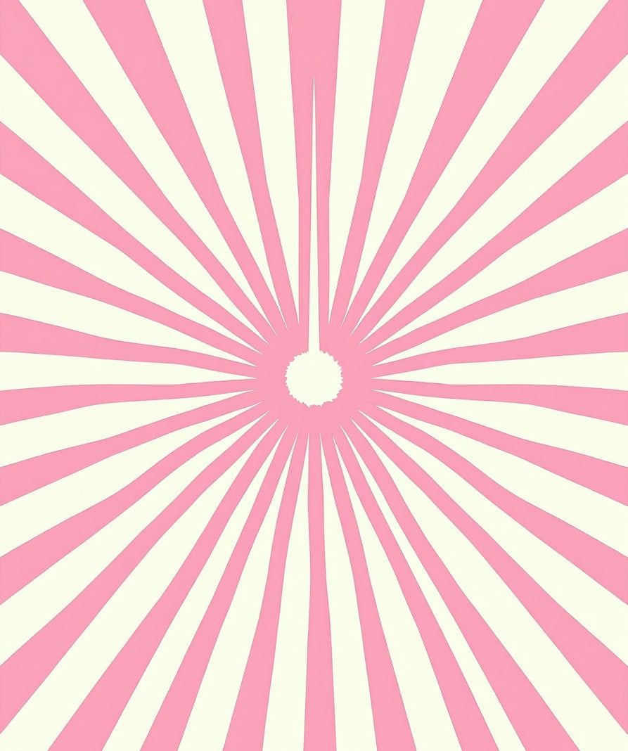 Pink and Cream Sunburst Pattern Rug