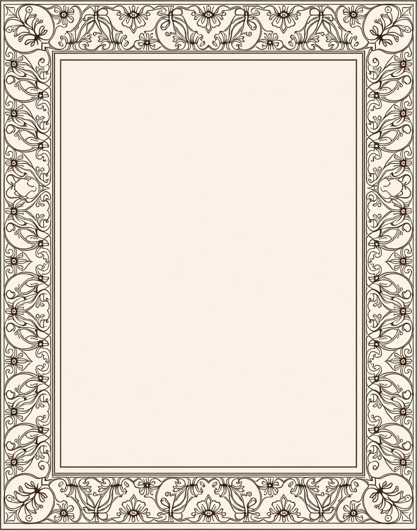 Classic Floral Vine Border Art Rug