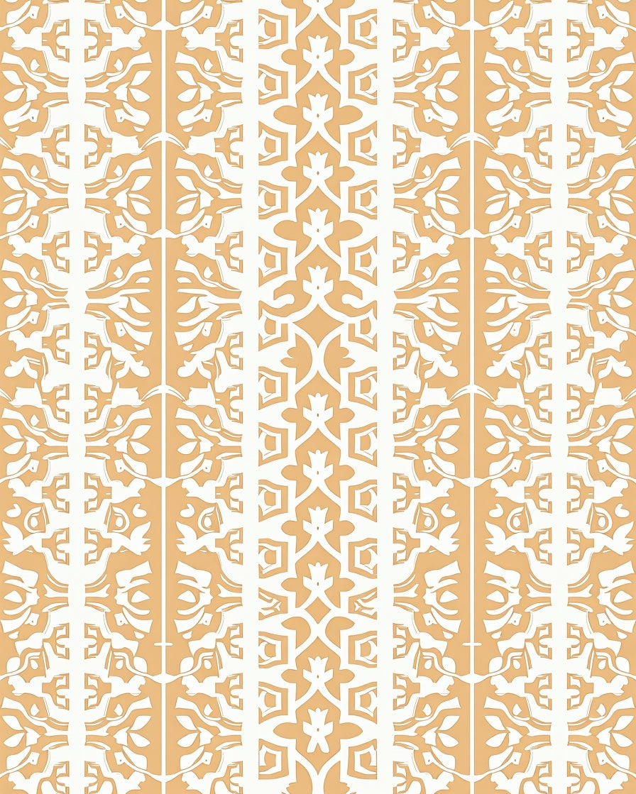 Golden Ochre Stylized Geometric Pattern Rug