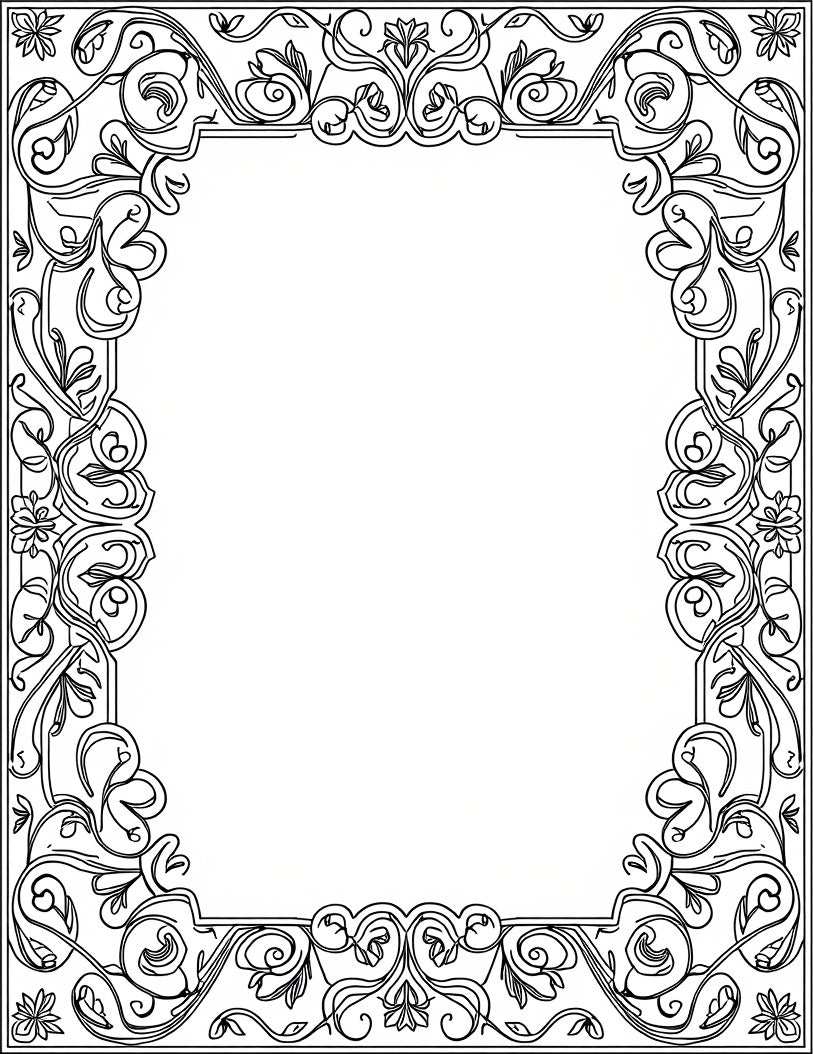 Victorian Floral Swirl Frame Design Rug