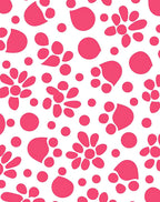 Bright Pink Floral Dot Pattern Rug