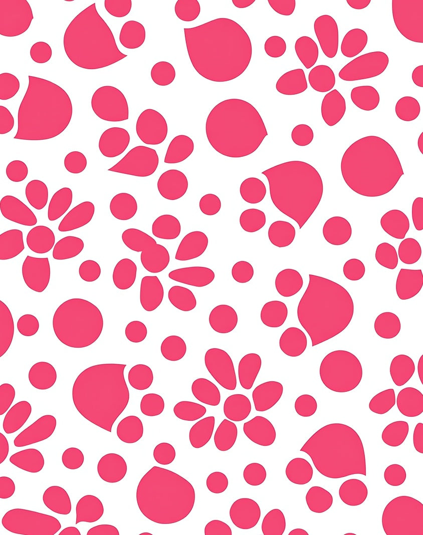 Bright Pink Floral Dot Pattern Rug