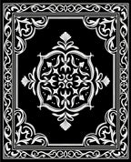 Ornate Black White Floral Pattern Rug