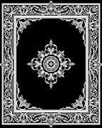 Ornate Floral Square Frame Design Rug