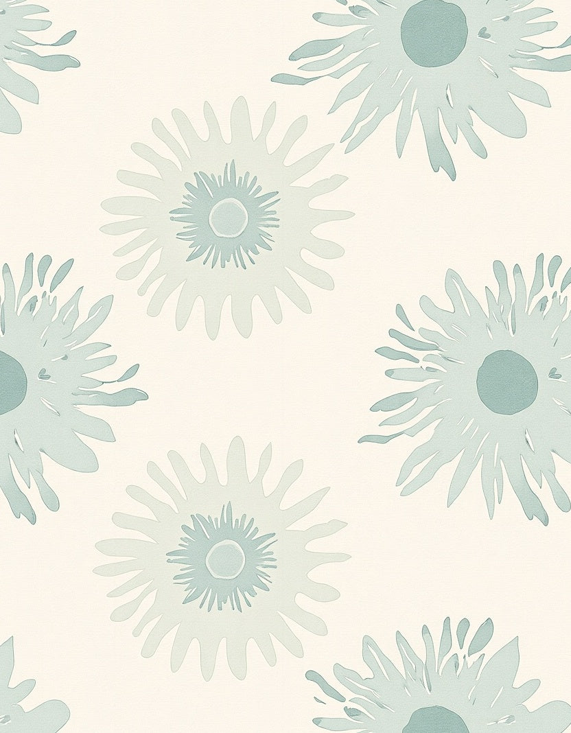 Abstract Teal Floral Pattern Rug