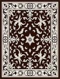 Classical Floral Scrollwork Rich Brown Rug