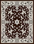 Classical Floral Scrollwork Rich Brown Rug