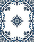 Elegant Blue Floral Scroll Border Rug