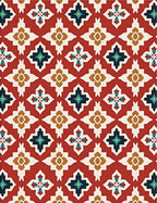 Red Geometric Floral Motif Rug