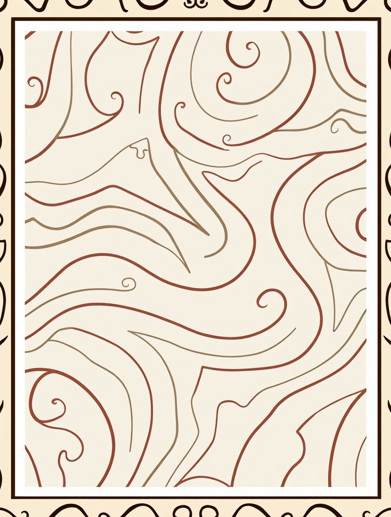 Abstract Swirl Pattern With Earth Tones Rug