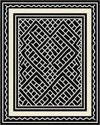Black White Geometric Interlocking Pattern Rug