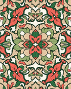 Floral Symmetry With Green Accents Rug