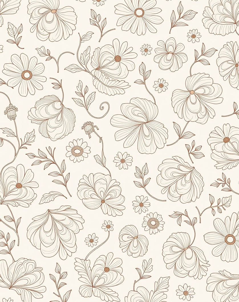 Delicate Floral Line Art Design Rug