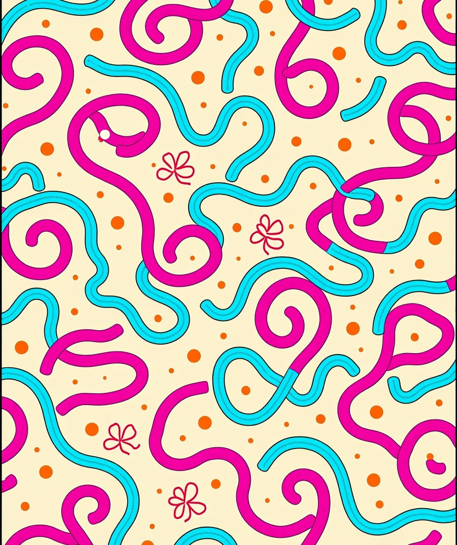 Playful Wavy Line Dot Pattern Rug